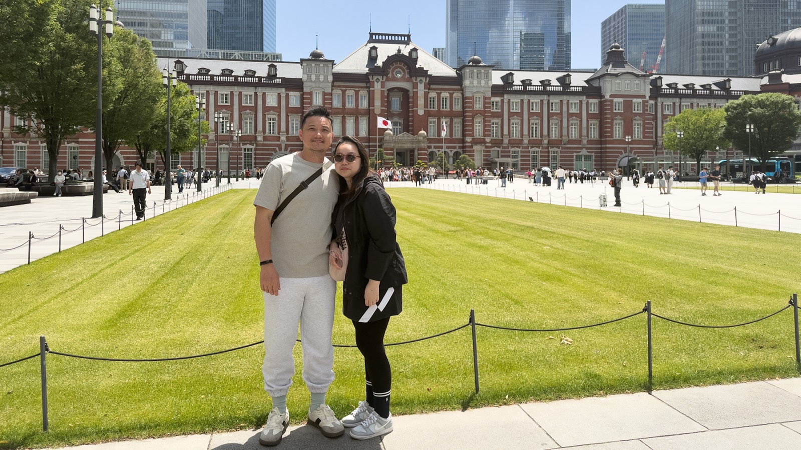 Yong Kang and his wife in front of Tokyo Station